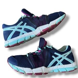 Asics Gel-Fit Sana Womens Training Shoes Navy Blue Teal Pink S383N Size 8.5